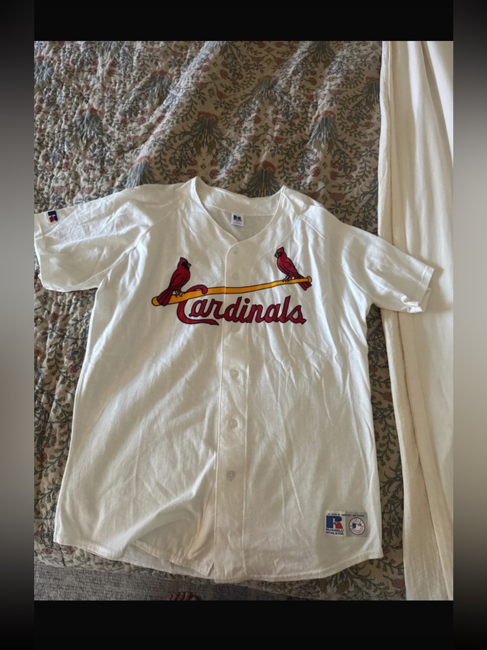 Russell Athletic White St. Louis Cardinals Button-Front Jersey VINTAGE cotton
